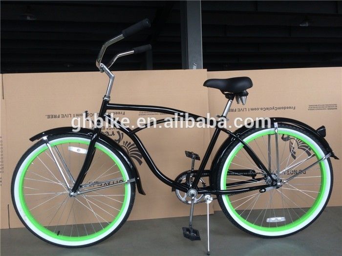 Grüner Aluminium-Rim 26 Zoll Cruiser Bike mit Stahl Gabel Material und grüne Farbe