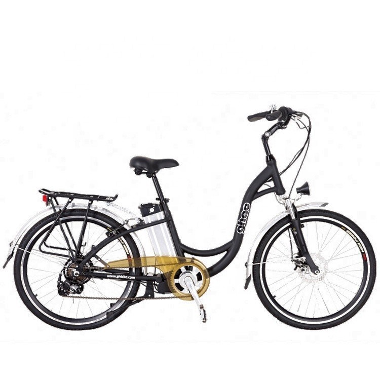 26" 48V 500W 40KM/H 10.4AH Lithiumbatterie Frauen Aluminiumrahmen 7Speeds OEM kundenspezifisches Step Thru Elektro-Stadtfahrrad