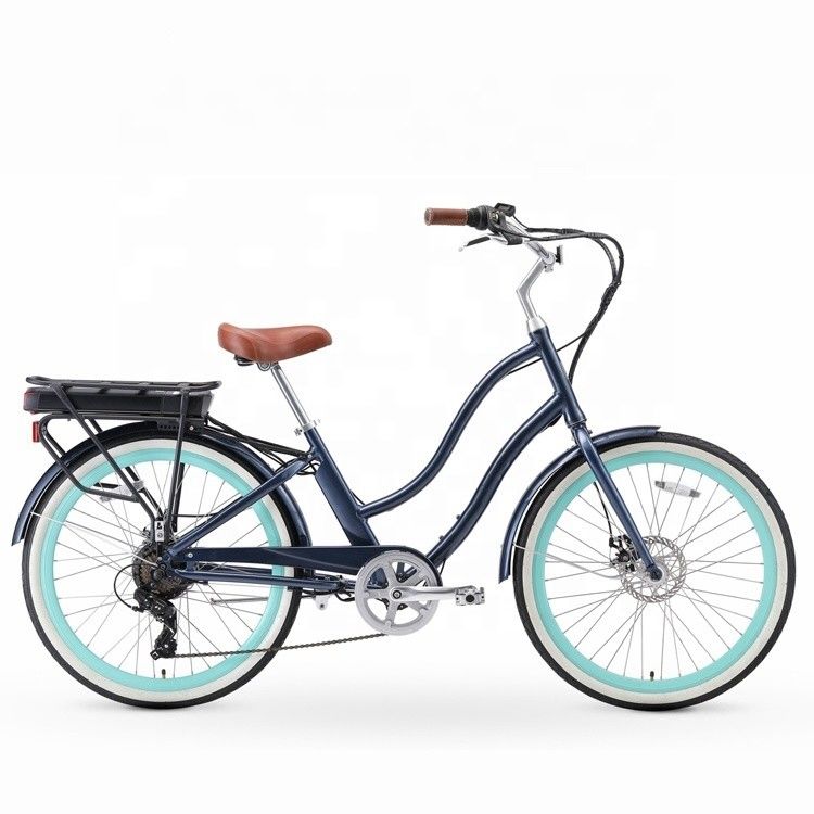 26&quot; 500W OEM Anpassung CE 48V 14AG Lithium Batterie 7 Geschwindigkeit PAS Schritt durch Frauen Lady Girl Beach Cruiser Elektrofahrrad